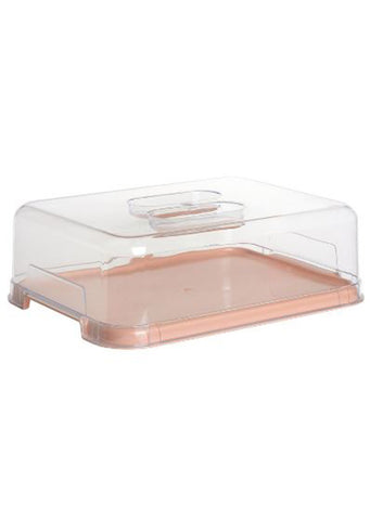 Plastic cake storage carrier 40x30x13cm Apricot