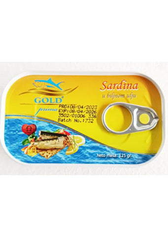 Gold - Sardine in vegetable oil 125g