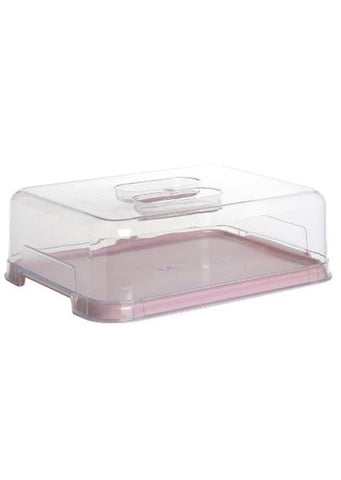 Plastic cake storage carrier 40x30x13cm Cherry blossom