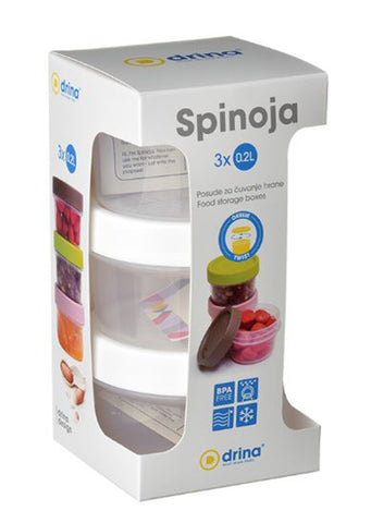 Plastic 3 x 0.2L Food storage containers  Spinoja white