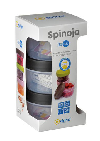 Plastic 3 x 0.2L Food storage containers  Spinoja black