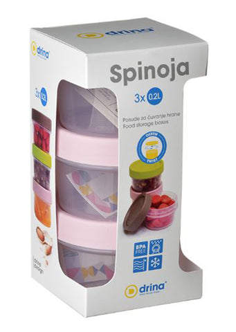 Plastic 3 x 0.2L Food storage containers  Spinoja apricot