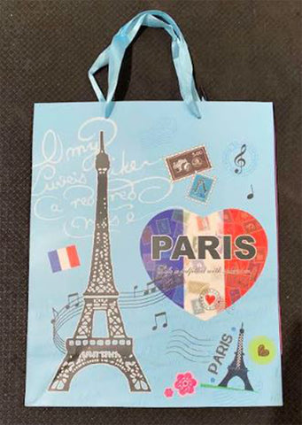 Gift paper bag - I love Paris blue 32x26x10cm