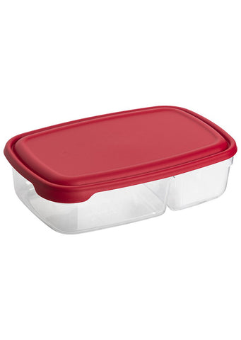 Plastic food storage container with lid 0,5L+0,3L - Stilo / Red